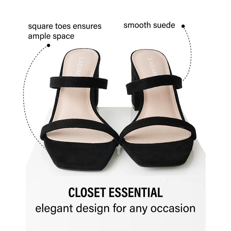 J. Adams Stormi Heeled Sandals Women Dressy Summer Flat Mules- Square Toe Double Band Low Block Heel Sandals - Chunky Sandals for Women - Summer Sandals, Womens Dress Sandals, Women's Heeled Sandals - Image 4